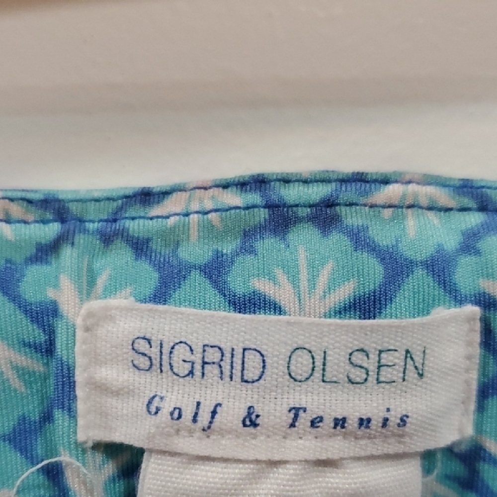 Sigrid Olsen Golf & TENNIS Aqua Geometric Patterned Pleated Skort Pickleball - Picture 2 of 9